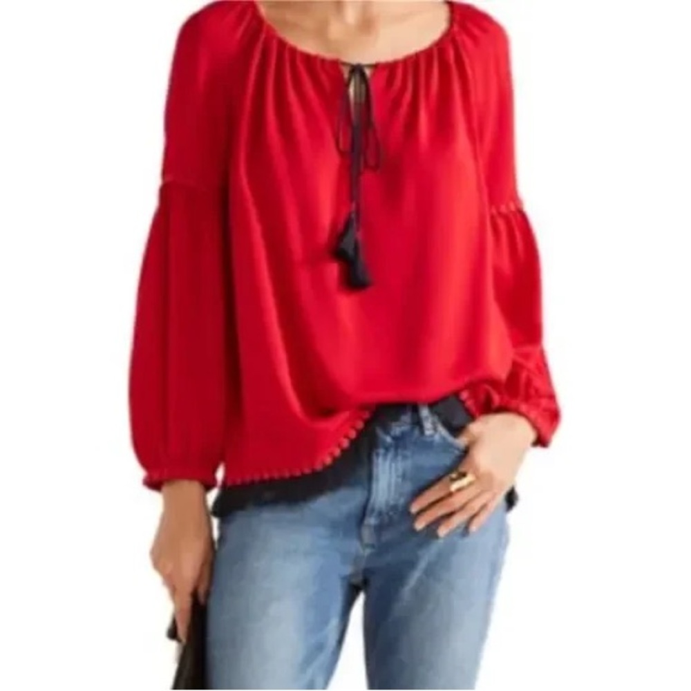 Tory‎ Burch Sylvie Silk Peasant Blouse